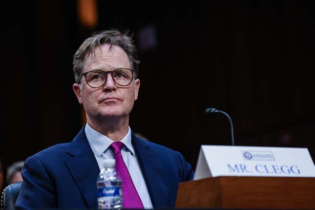 Nick Clegg, president of global affairs at Meta, during a Senate Intelligence Committee hearing about foreign election interference on September 18, 2024.