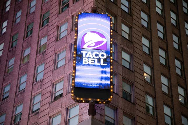 A Taco Bell sign in the Times Square neighborhood in New York.