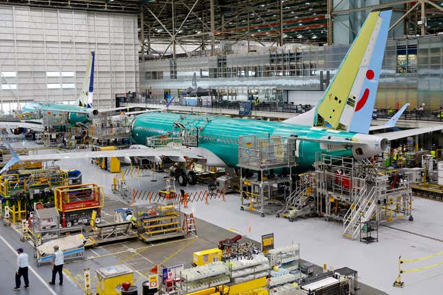 A Boeing 737 Max plane under production