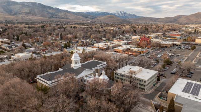 aerial view of Nevada State capitol building