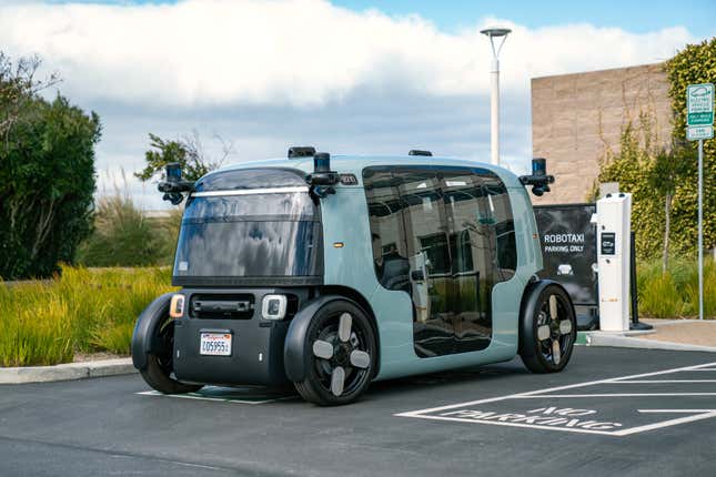 Zoox’s boxy shuttle was designed with “honesty” in mind, from its massive wheels to the sensor pods, says Chris Stoffel, who leads the company’s design teams.