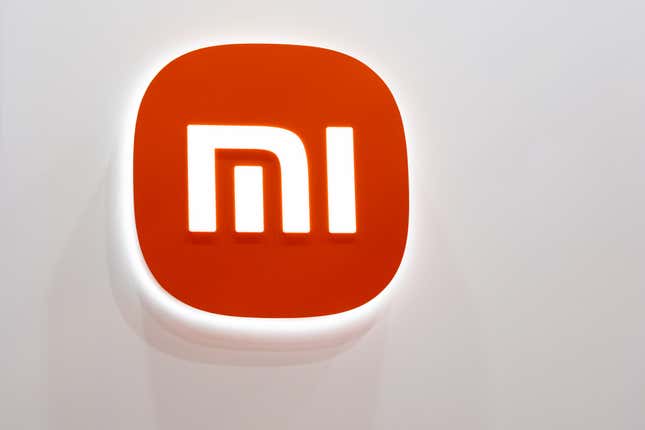 Illuminated Xiaomi logo at 2022 MWC