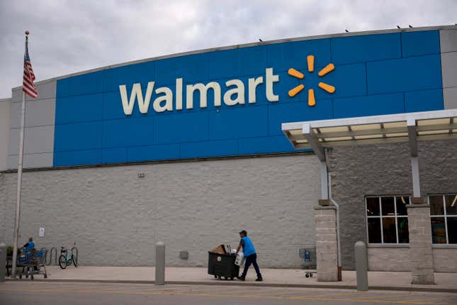 A Walmart sign is displayed outside a Supercenter on November 18, 2024 in Miami, Florida. Walmart is set to report its third-quarter results on Tuesday, Nov. 19th.